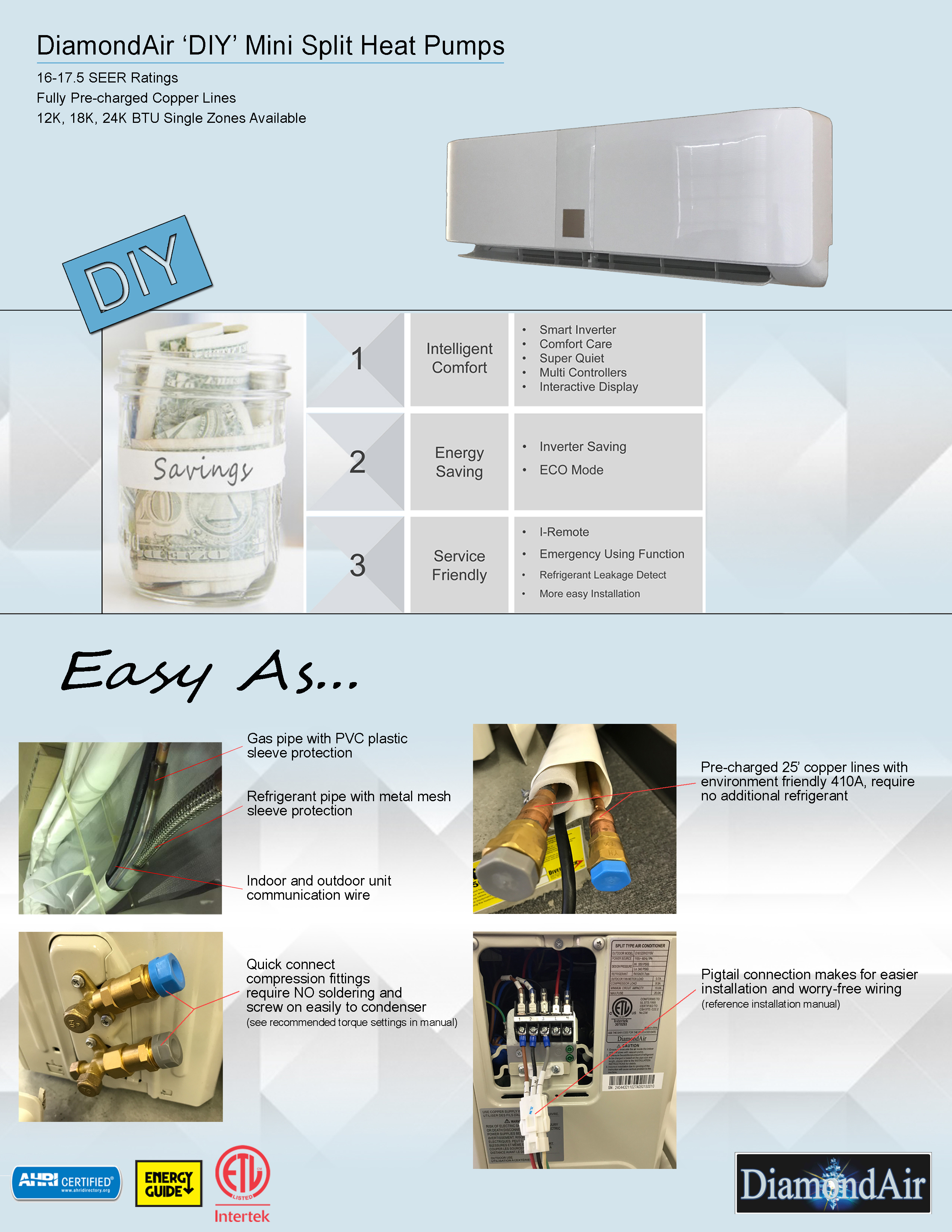 Mini Split 12,000 BTU DiamondAir